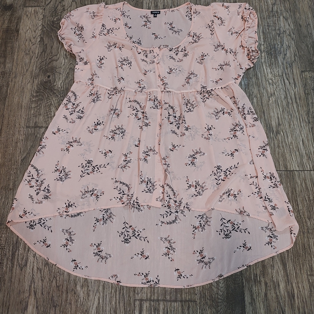torrid Light Pink Floral High-Low Women's Sheer Top Size 4x - Picture 4 of 8